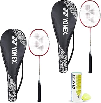 Yonex Best Beginners Badminton Combo ZR 100 Light Aluminum Blend Racquet with Full Cover, Set of 2 + Mavis 10 Shuttlecock, Pack of 6