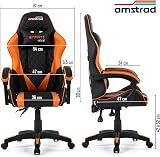Amstrad Ultimate-Orange Fauteuil/Chaise de Bureau Gamer Coloris Noir & Orange - Coussin Lombaire & appuie tête - 4