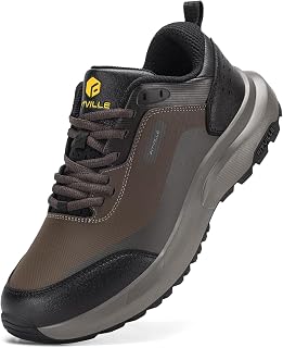 FitVille Men's Wide Toe Waterproof Hiking Shoes - Non-Slip Arch Support Heel Pain Relief for Long Hikes Trails Walking