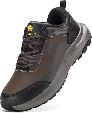 FitVille Wide Waterproof Shoes for Men, Non Slip Outdoor Walking Shoes Low-top Work Shoes Soft Toe with Arch Support for Heel Pain Relief,Long Hikes,Trekking,Trails