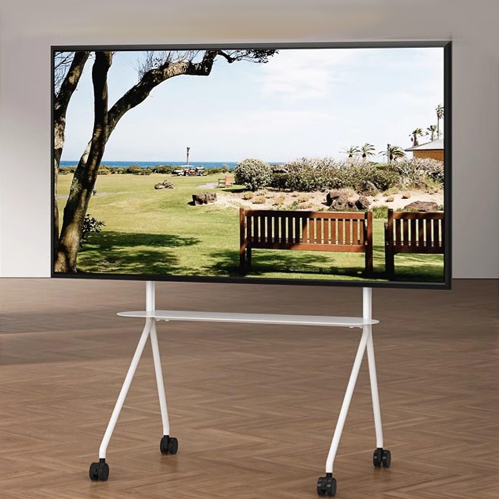 DFGHNBVC Tv Stand, Rolling Tv Stand, Television Stands, Mobile Tv Stand, Entertainment Stand, Tv Stand Modern With Wheels, For 49-80 Inch Tv, For Home Business Office,White