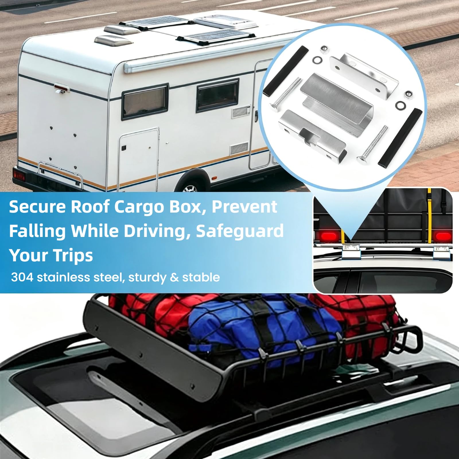 6 sztuk Van Roof Rack Mount Kit, Uchwyty ze stali nierdzewnej 304, kompatybilne z ProMaster/Boxer/Ducato/Jumper – Zestaw montażowy do paneli solarnych w kamperach