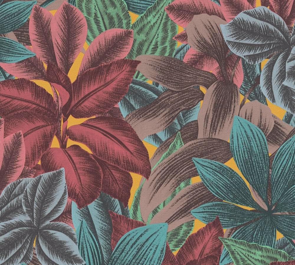 Livingwalls Travel Styles Non-Woven Wallpaper - Jungle Wallpaper in Colourful and Blue - Tropical Wallpaper for Various Rooms in 10.05 m x 0.53 m