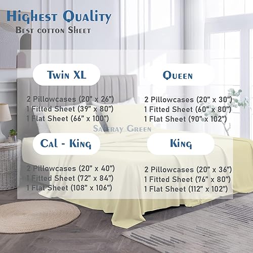 Miniatura 3 de Saferay Green Juego de sábanas de 4 piezas, tamaño Queen, juego de sábanas 100% algodón orgánico, sábanas de 800 hilos, suaves y transpirables,