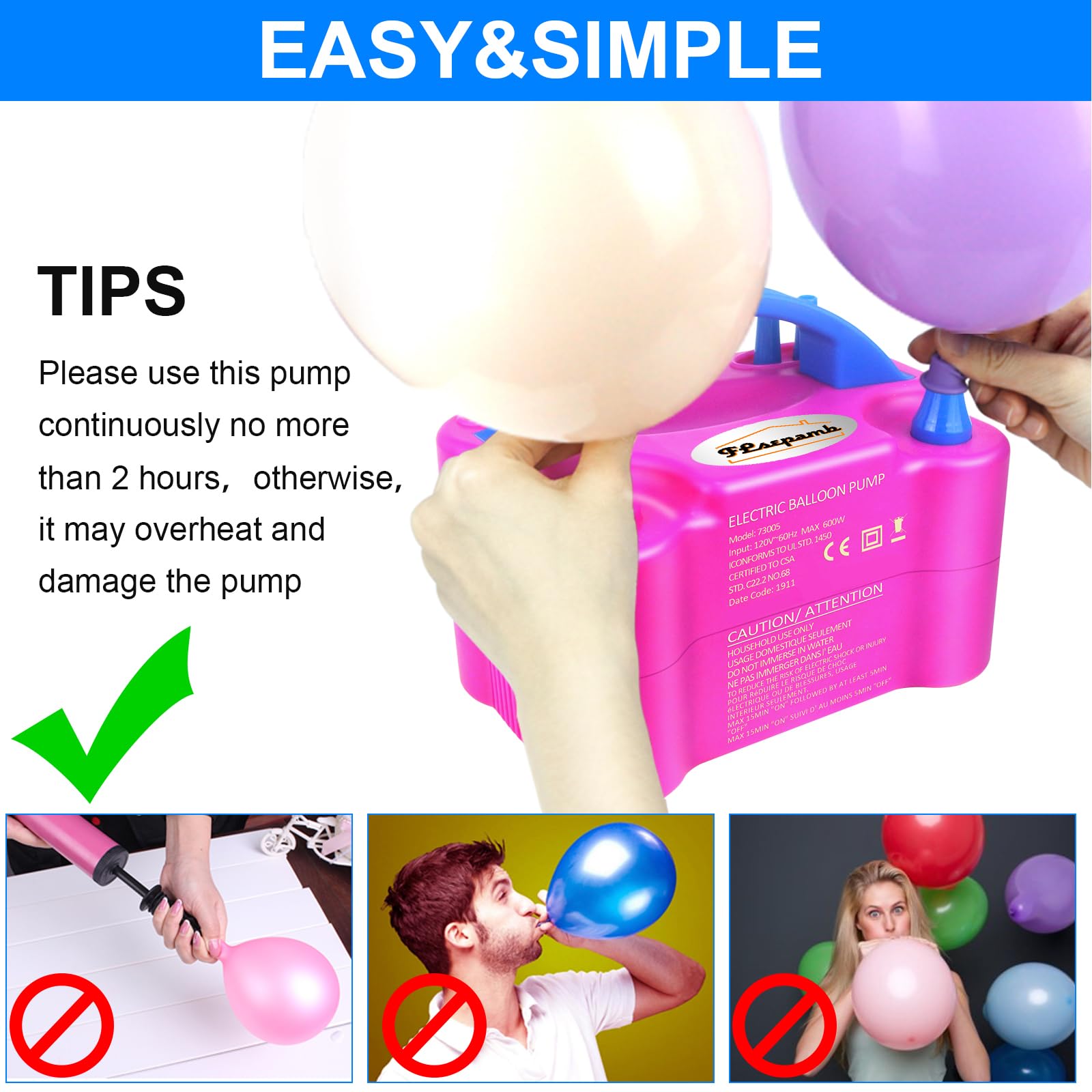 FLSEPAMB Electric Balloon Pump, 3-in-1 Portable Electric 3 thumbnail image