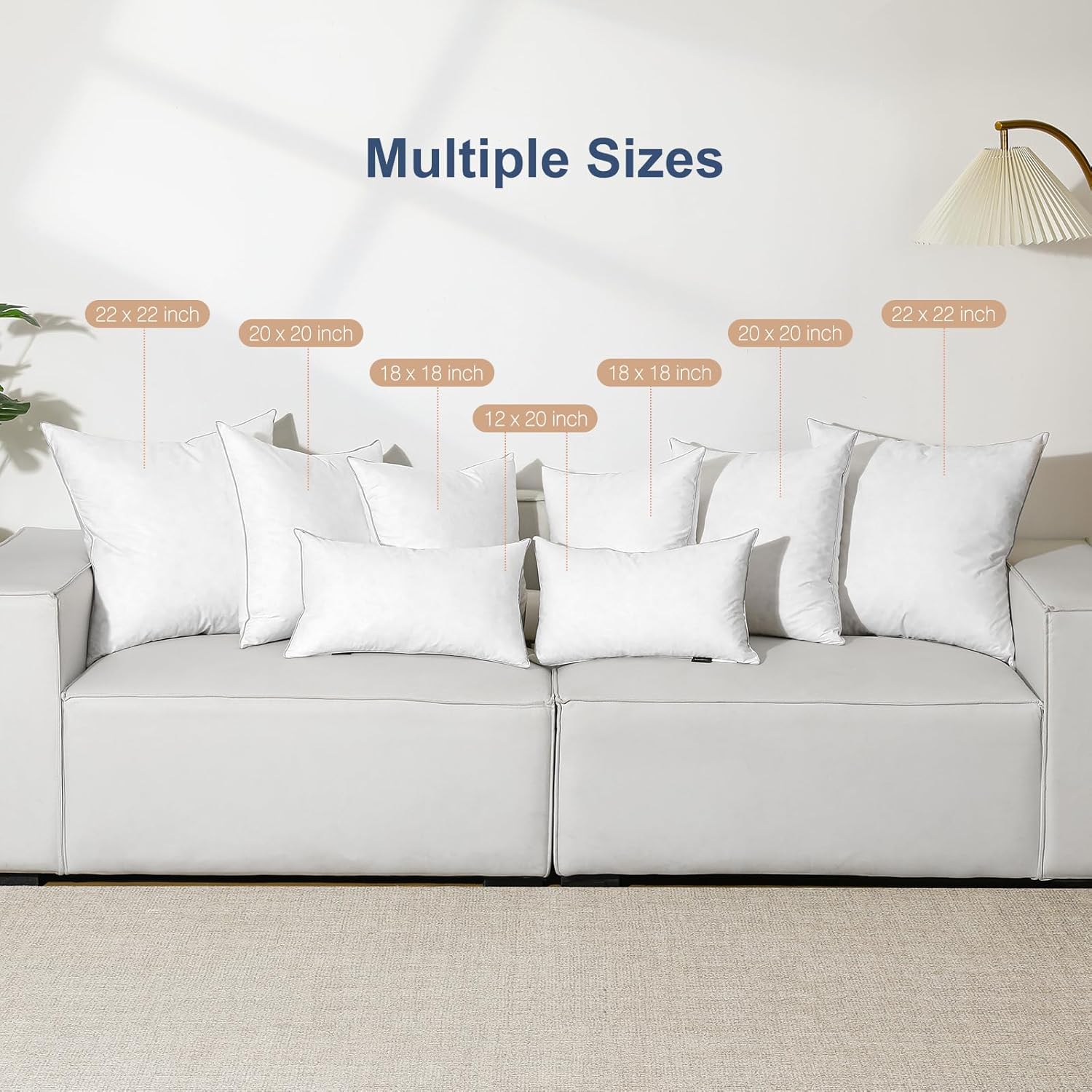 Lewondr 18x18 inch Pillow Insert Set of 2, Down and Feather Throw Pillow Inserts Premium Soft Fluffy with Piping Edge, 100% Down-Proof Square Pillow Insert for Living Room Sofa Couch Bed, White - Image 7