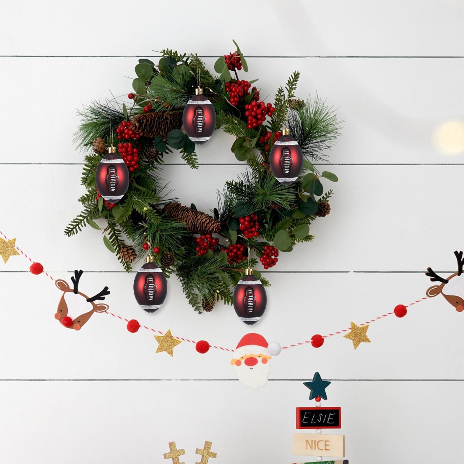 Lot de 18 boules de décoration pour sapin de Noël - Décoration de football - Bibelots pour maman - Jouet de Noël - Mini boule de Noël - Accessoires pour sapin de Noël