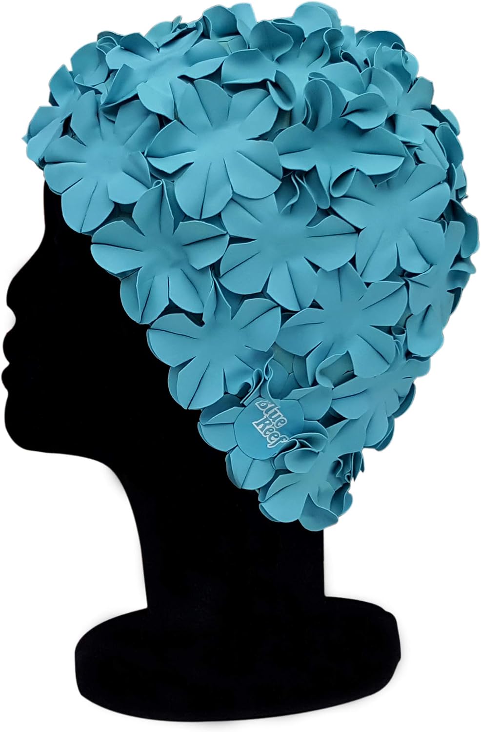 Blue Reef Isla Floral Ladies Classic Retro 3D Flower Petal Pastel Plain One Colour Stylish Vintage Swimming Hat Swim Cap One Size Adults (Pastel Blue)
