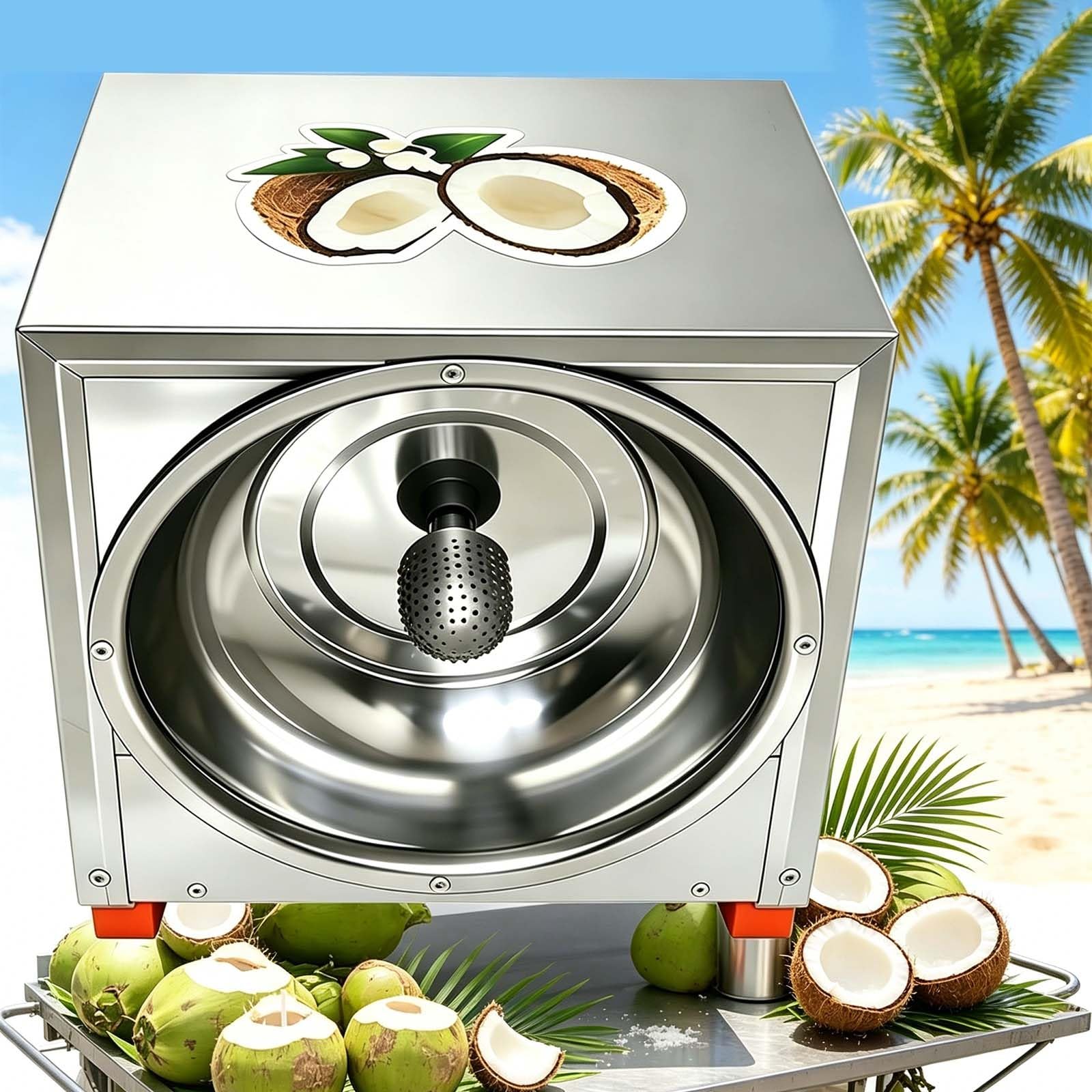Tarka Do Kokosa, Komercyjna, 300 W, 1 Min/Kokos, 50-60 Szt./H, Owalne Wiertło, Równomierny, Puszysty Miąższ Kokosa, Nierdzewna Stal Nierdzewna, Komercyjna Tarka Do Kokosa Do Piekarni
