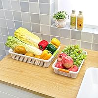 Vista 7 de Lawei Paquete de 8 canastas grandes de plástico con asa – 15 x 10 x 3 pulgadas, cesta organizadora de despensa, cesta de almacenamiento de papel