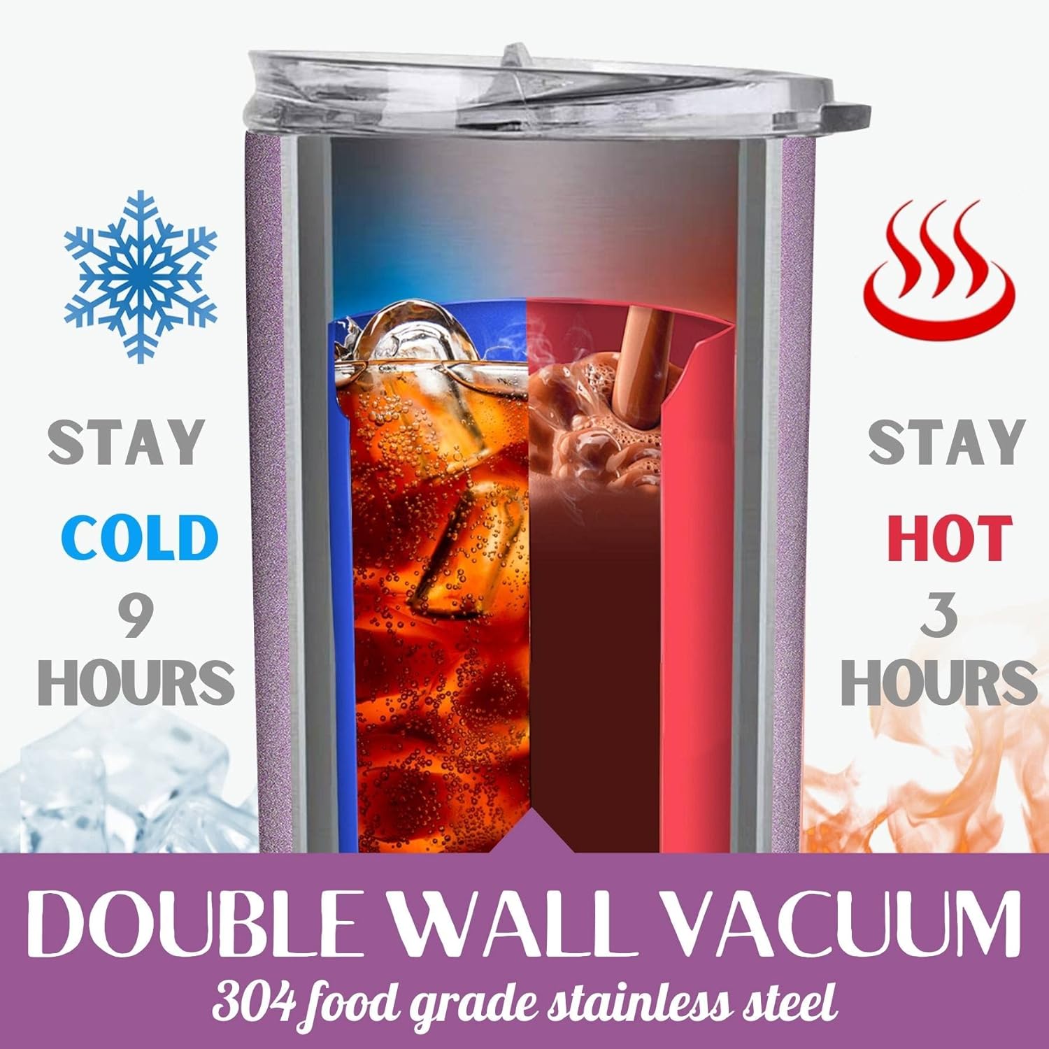 Onebttl Cheerleader Skinny Tumbler Gifts For Girls - Cheer - 20oz/590ml Stainless Steel Insulated Tumbler with Straw, Lid - Gift for Cheerleading or Cheer Squad - (Dark Purple) - Image 6