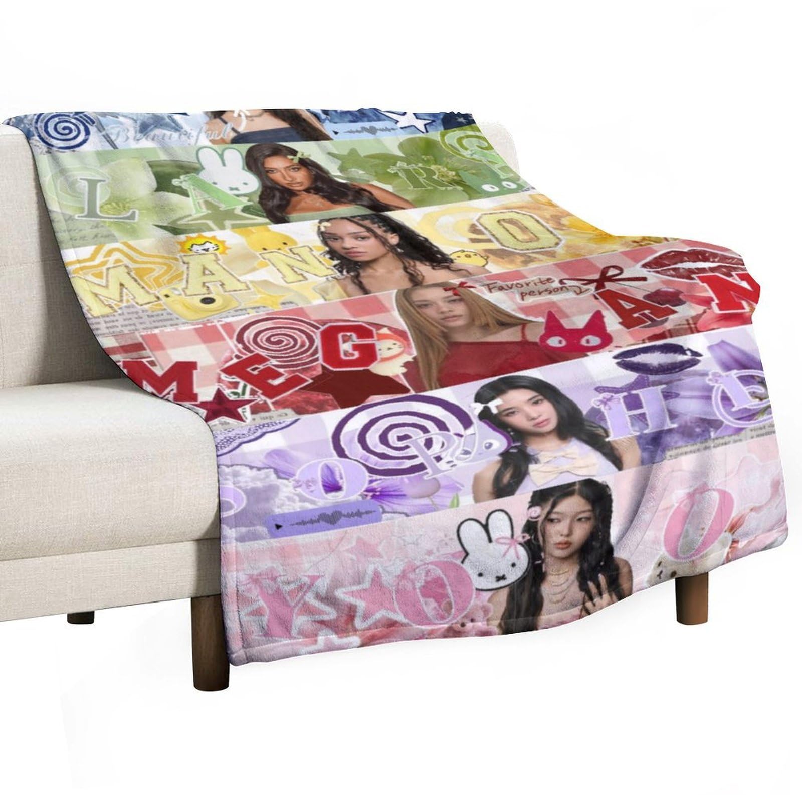 KATSEYE Fleece Blanket, Soft Cosy Throw Blanket for Sofa and Bed, Lightweight Global Girl Group Decor, Fan Gift for Teens, Adults, Fans and Collectors (COLOR3,40x50cm)
