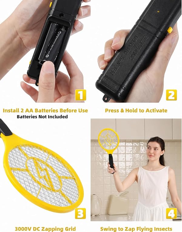 Electric Fly Swatter 2 Pack, Lightweight Battery Powered Bug Zapper Racket by ijiqaeee - Used condition - US$18.90