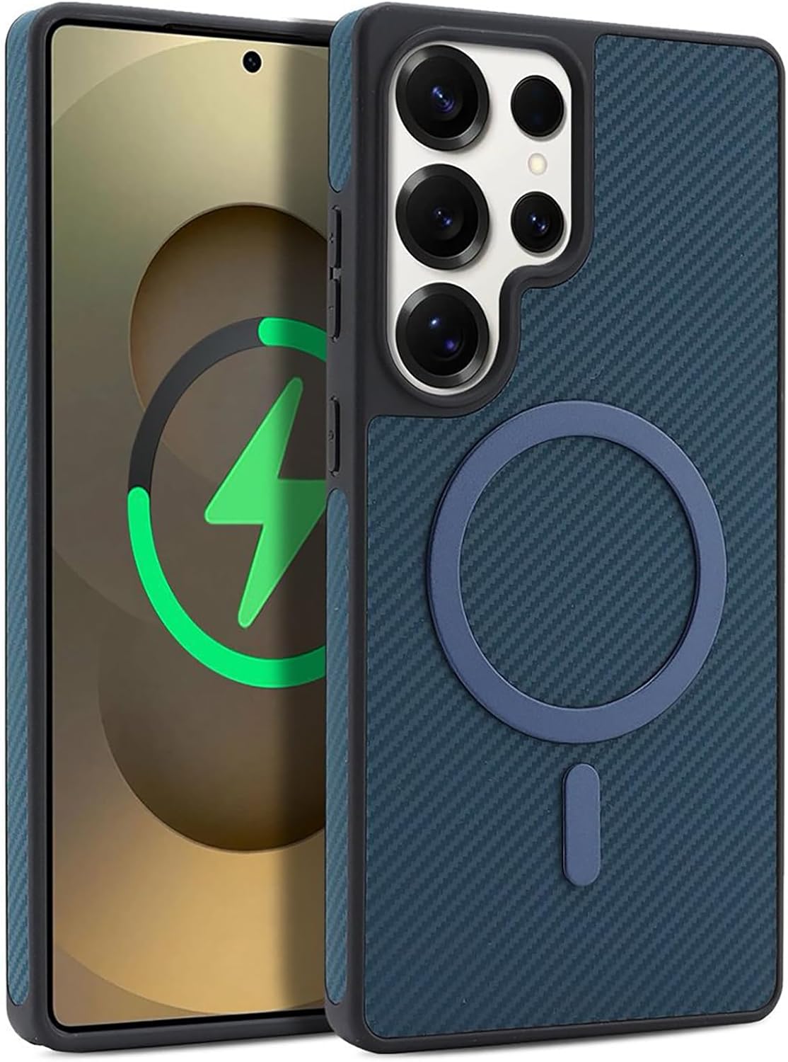 Magnetic Case for Samsung Galaxy S26/S26 Plus/S26 Ultra, Carbon Fiber Texture Antiskid Cover, Military Drop Protection Shell(Black,S26 Plus)