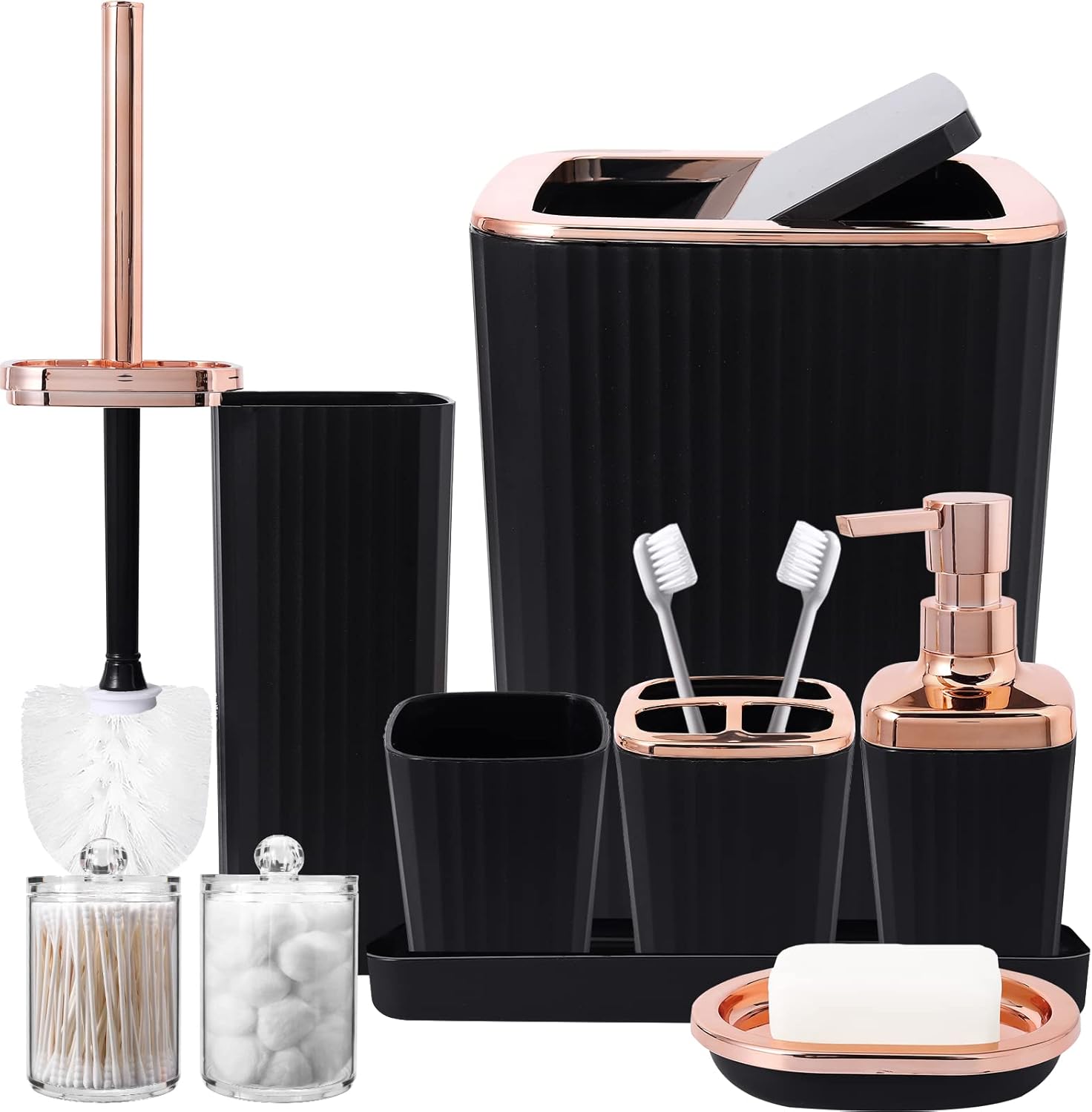 Amazon.com: Black Bathroom Accessories Sets Complete, 9-Piece Bathroom ...