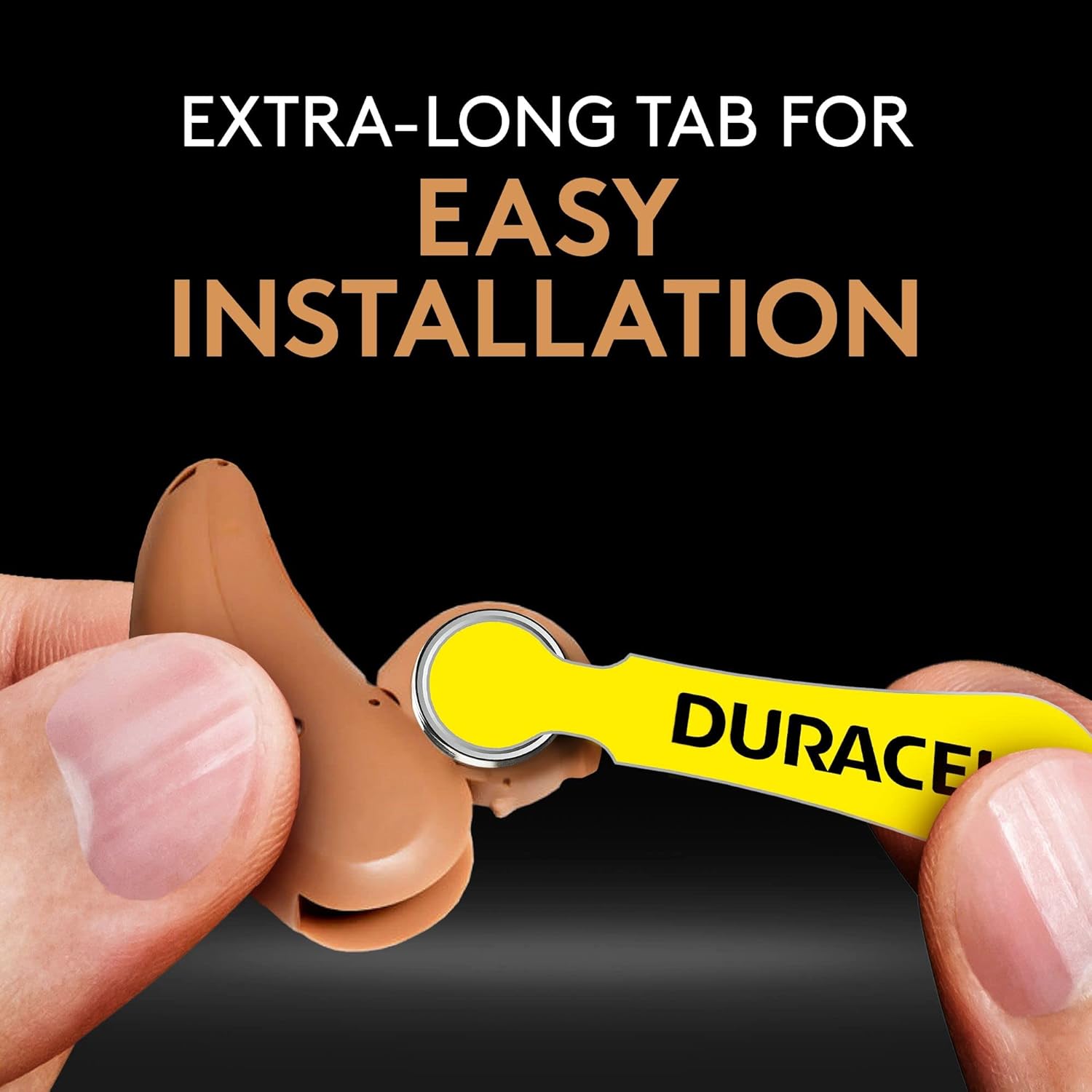 Duracell Hearing Aid Batteries Yellow Size 10, 16 Count Pack, 10A Size Hearing Aid Battery with Long-Lasting Power, Extra-Long EasyTab Install for Hearing Aid Devices