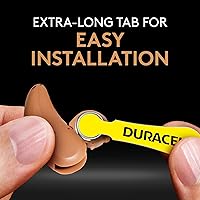 Vista 5 de Duracell Hearing Aid Batteries Yellow Size 10, 16 Count Pack, 10A Size Hearing Aid Battery with Long-Lasting Power, Extra-Long EasyTab Install for