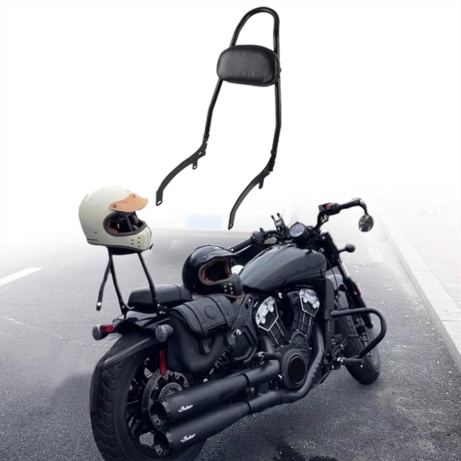Motorcycle Passenger Back Rest Pad Compatible Backrest 24"Sissy Bar for Indian Scout Bobber Ruger 2015-2024 Scout Bobber Sixty ABS 2015-2024