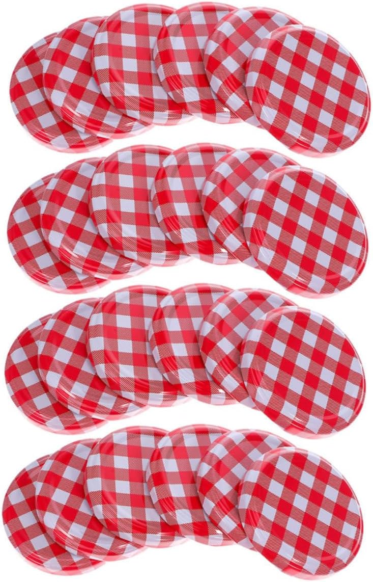 100pcs Iron Mason Jar Lids Screw Caps Airtight Seal Replacement for Jam Jars Food Storage Canning Bottles Fit Screw-on Mouth Canning Lids