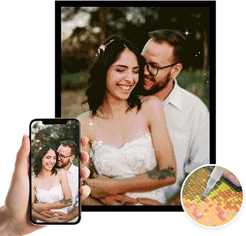 XEL Pintura de diamante personalizada de la foto, kits de pintura de diamantes personalizados para adultos y niños, arte de diamantes personalizado