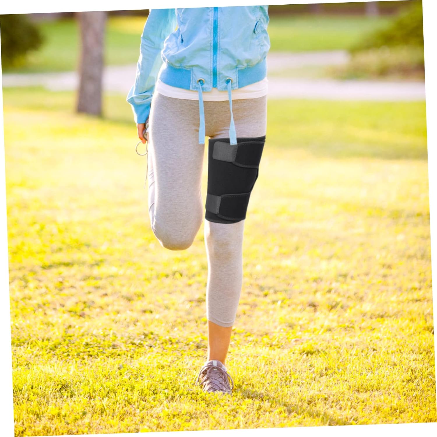 Breathable Leg Wrap for Women Men Adjustable Thigh Brace Support Compression Sleeve for Outdoor Running