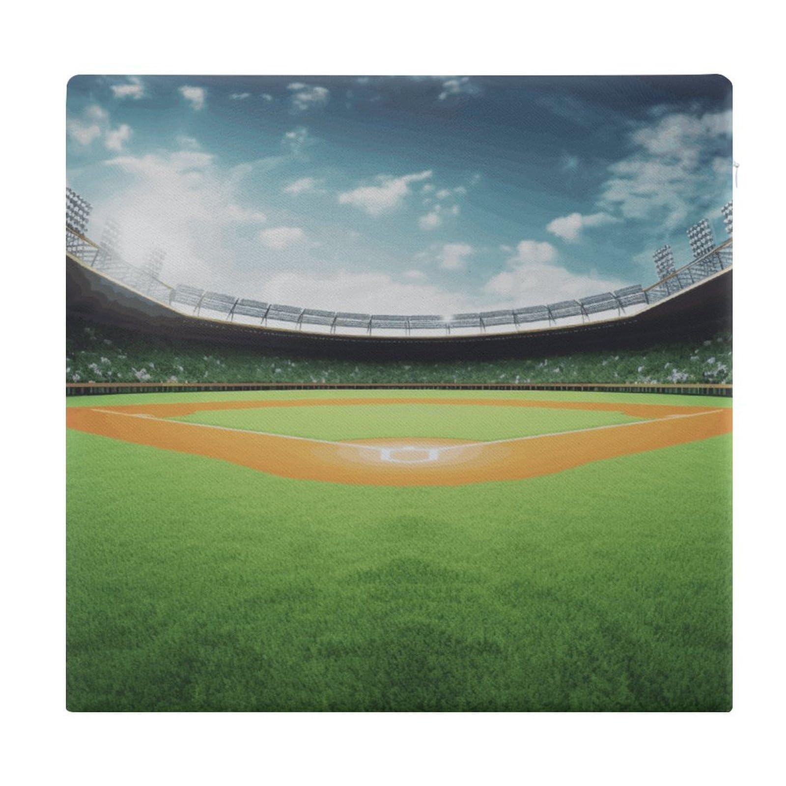 JTREHY Green Baseball Field Backdrop Chair Cushions Non-Slip Bar Stool Cushions Ultra Soft Warm Memory Foam Meditation Cushion Removable Large Square Seat Cushions for Dining Chair 15x14In