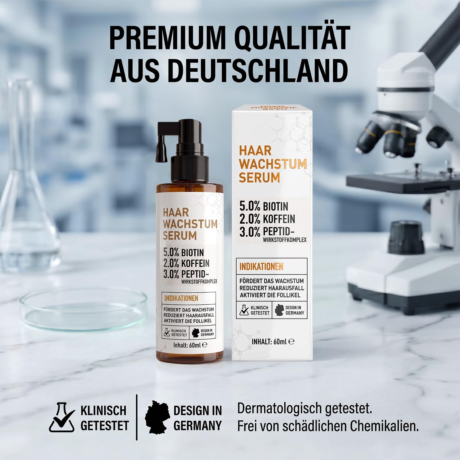Haarwachstum Spray, Hair Growth Spray, Haarwachstum Beschleunigen, Serum Aktivierung Kopfhauterneuerungskomplex für Frauen und Männer Tägliche Haarpflege, 60 ml