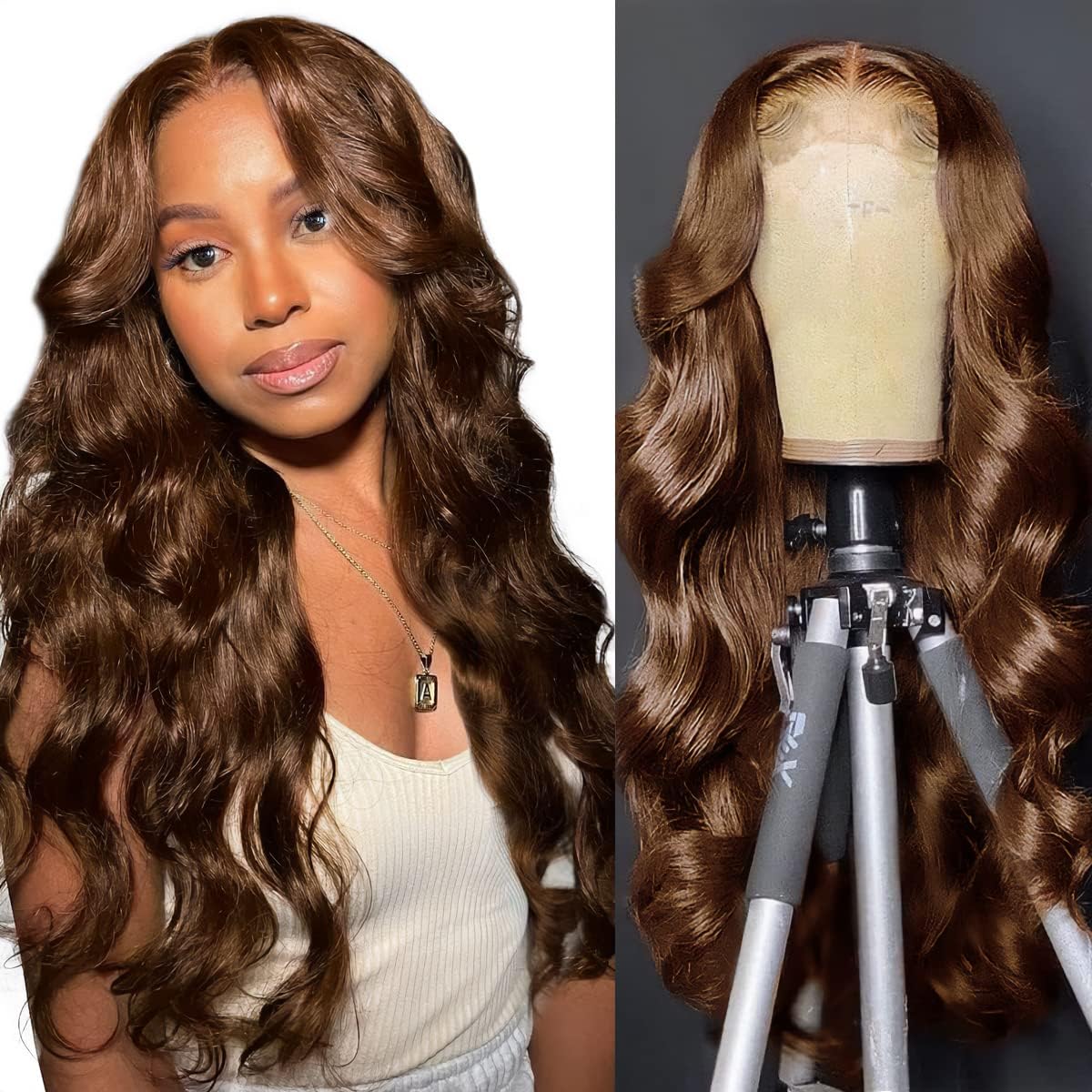 Brown Body Wave Lace Front Wigs 6 * 5 Glueless Lace Closure Human hair