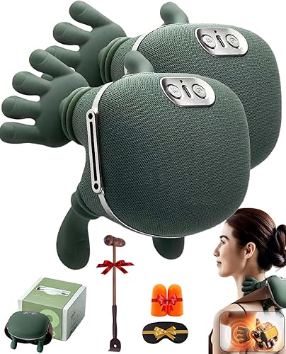 Miniatura 8 de Masajeador de cuello y espalda, masajeador de cuello oficial 4D 2.0 con calor, alambre con 2 niveles de temperatura y 3 velocidades para aliviar