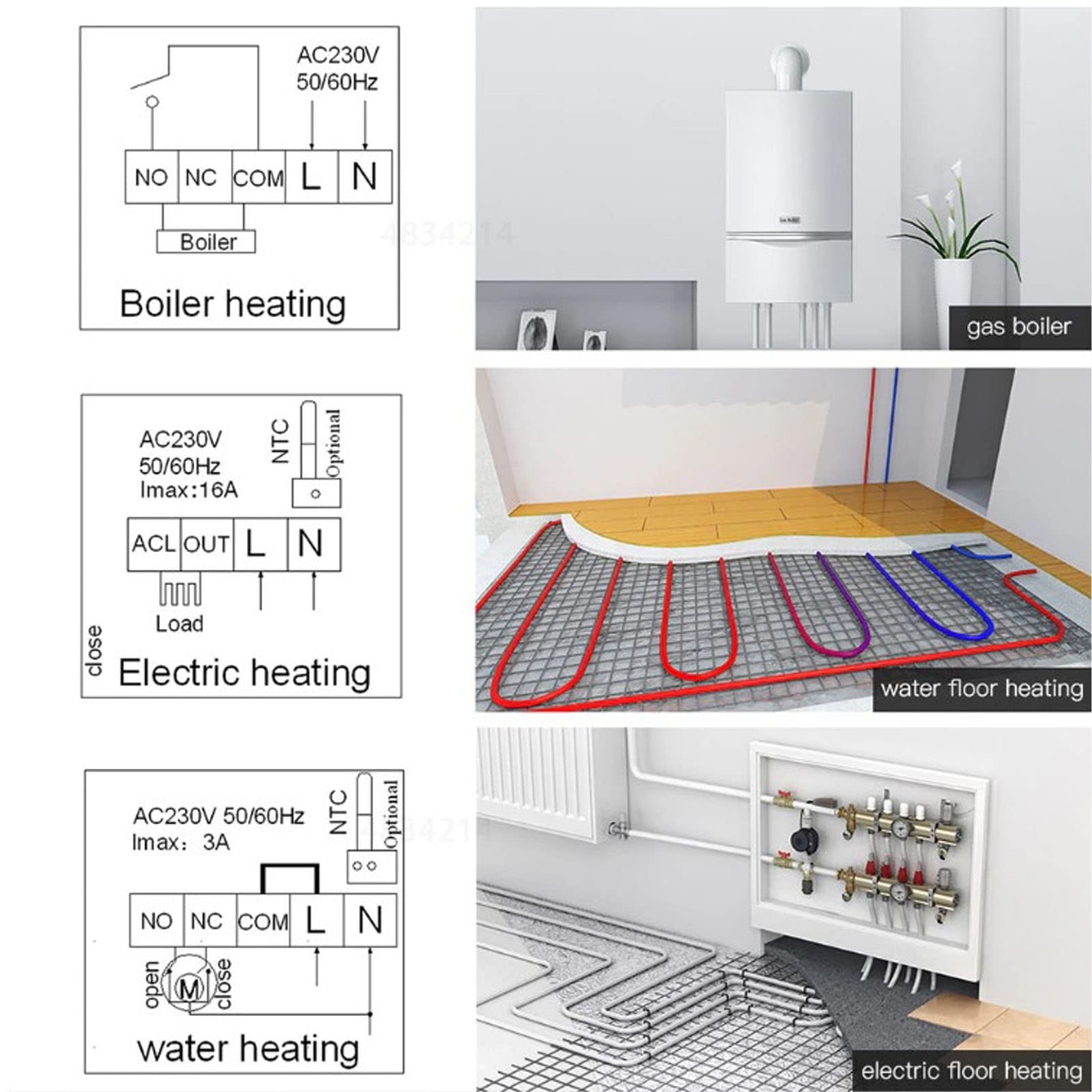 Wireless Indoor Thermostat RF 8 Receivers Control Programmable Remote Temperature Controller For Ele - View #6