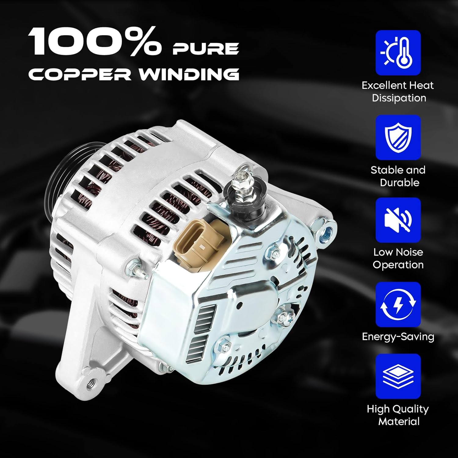 13755 New Alternator 3.0 3.0L for Toyota Camry 1997-1999, for Solara 3.0 3.0L 1999, 90Amp 12V, Replaces 334-1226, 10464205, 101211-9600, 400-52340, ALT-5109, 27060-20040