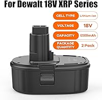 Vista 2 de Powilling Paquete de 2 baterías de repuesto de 6.5Ah DC9096 para Dewalt 18V XRP DC9096 DC9098 DC9099 DE9039 DE9095 DE9096 DE9098 DW9095 DW9096