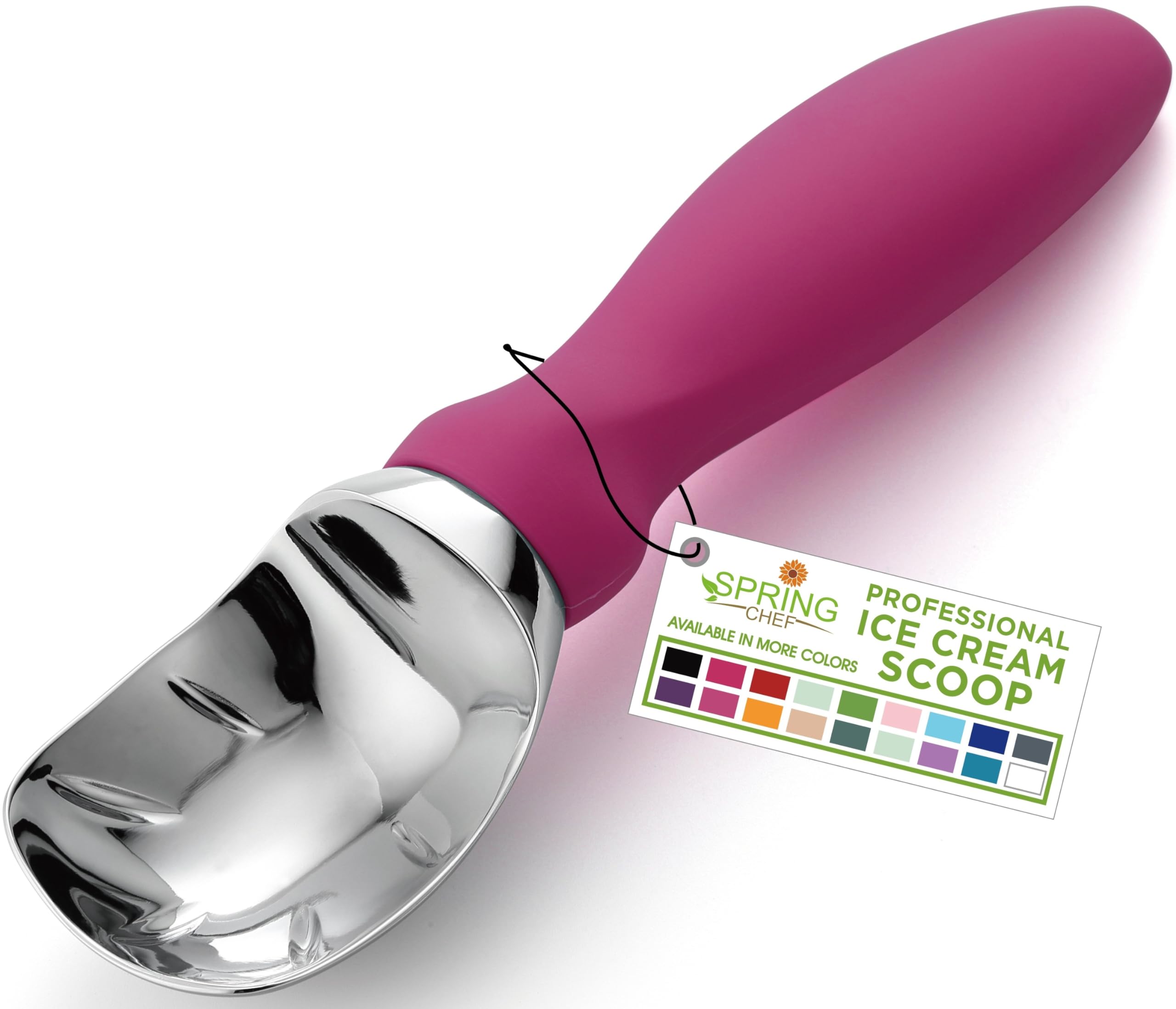 Spring Chef Heavy Duty Metal Ice Cream Scooper w/Soft Grip Handle, Magenta — image 1