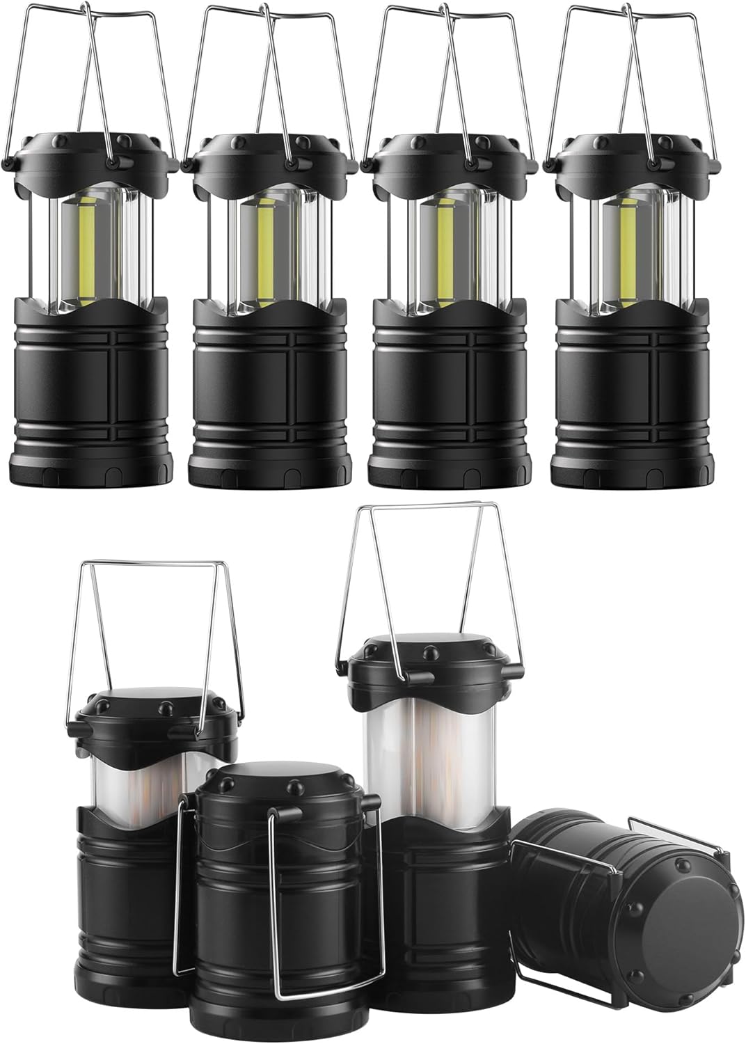 Lichamp LED Camping Lantern, 4 Pack Battery Powered Flashlight for Power Outages, Portable Collapsible Hanging Light Essential for Home, Outdoor, Emergency Lamp Survival Kit Gear for Hurricane, Black