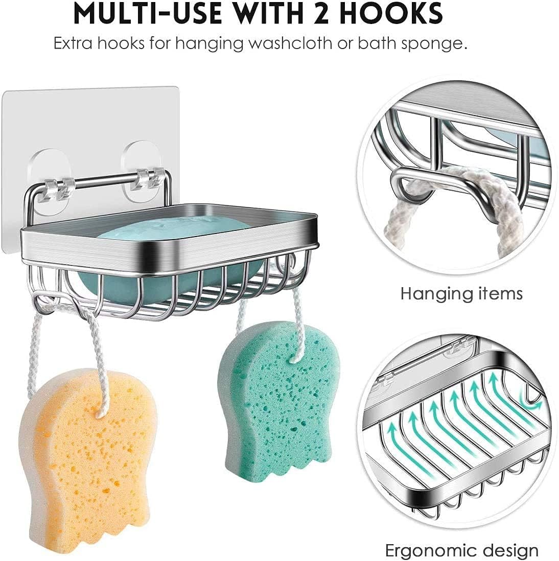 Shower Wall Soap Dish Holder: Wall Mounted Draining Soap Saver for Bathroom Tile - Rectangle Bar Soapdish with Perforation - Replacement for Suction Soapholder : Home & Kitchen