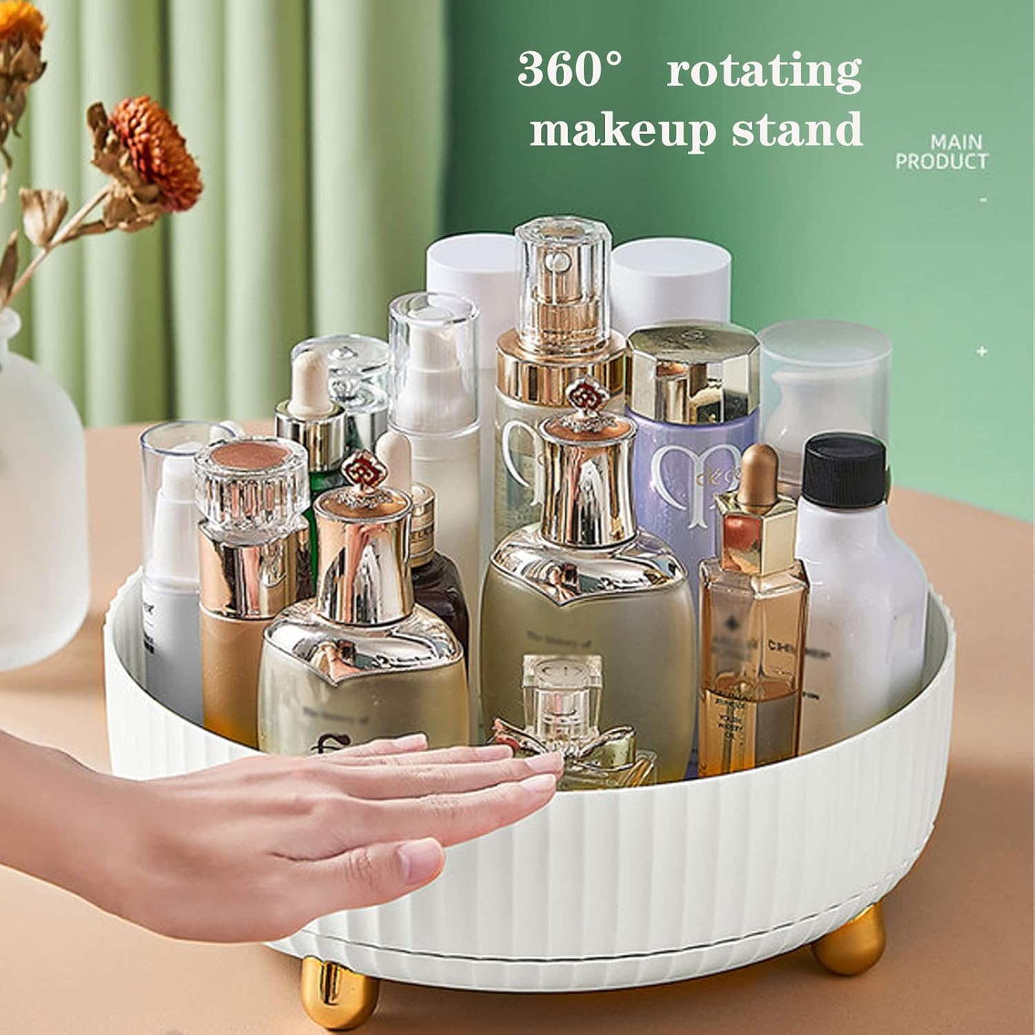 N A Makeup Organizer Fully Open Makeup Display Boxes, Desktop jewelery Lip Glaze Storage Frame Eye Shadow Storage Box Lipstick Cosmetic Storage Box for Bathroom, Dresser, Countertop Bedroom, Orange