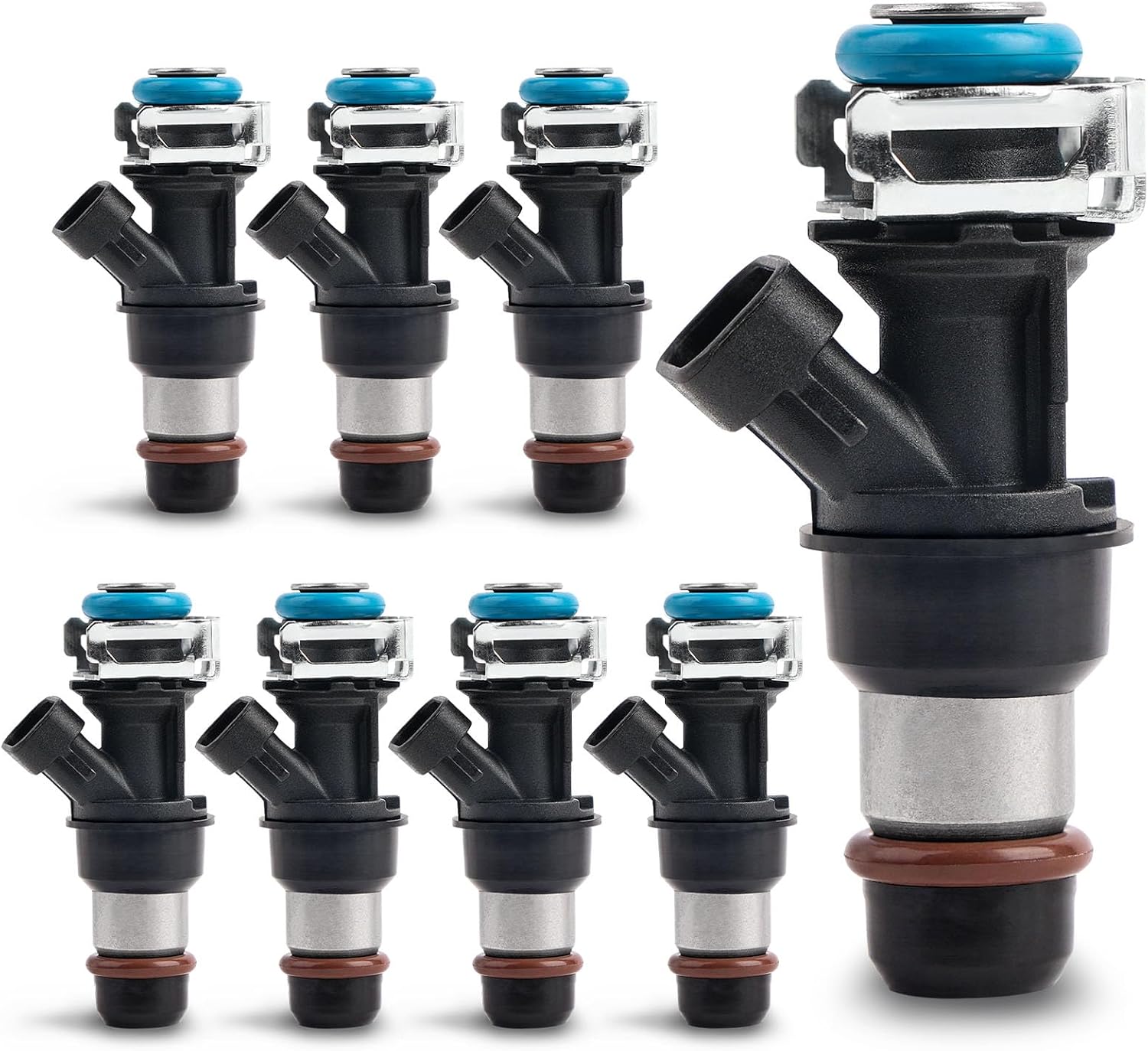 Fuel Injectors 8-Pack 4 Holes for 2000-2007 Chevy Silverado 1500-3500, Tahoe, Suburban, Express, GMC Sierra, Yukon, Savana, Envoy, Cadi Escalade, Buick V8 4.8L 5.3L 6.0L # 17113553