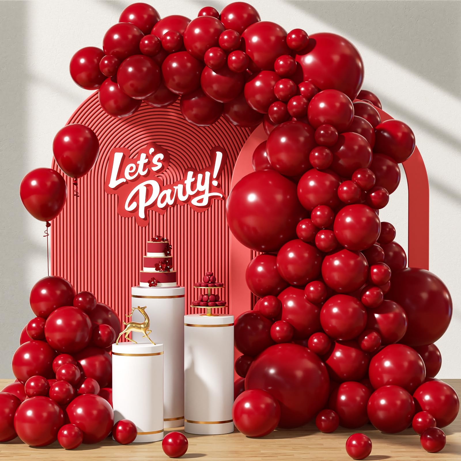 Photo 1 of ***COLOR DISPLAYS DARK OR IS WINE RED OR BROWN**** Awenztech 122pcs Dark Red Balloons Different Sizes, 18 12 10 5 inch Dark Red Balloon Arch Kit for Wedding Bridal Shower Birthday Party Decorations