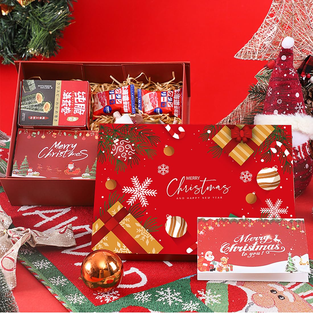 2 Pack Large Christmas Boxes with Lids for Gift Christmas Packing Box Empty Gift Boxes for Wrapping Present,Luxury Sturdy Foldable Cardboard Box 29x22x10.5cm - Image 3