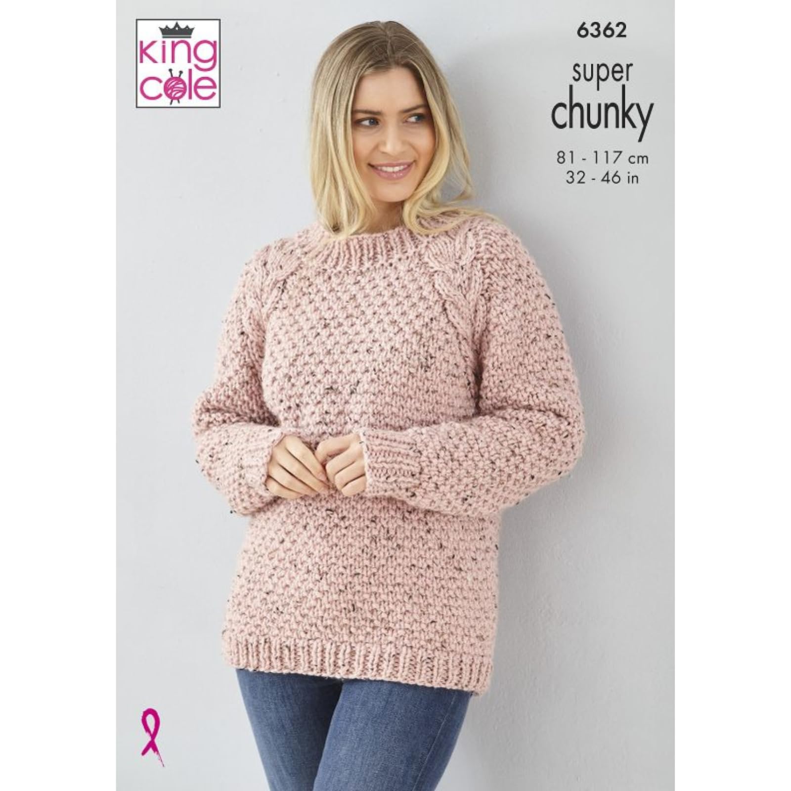 6362 Knitting Pattern Womens Super Chunky Sweater & Button Up Cardigan King Cole