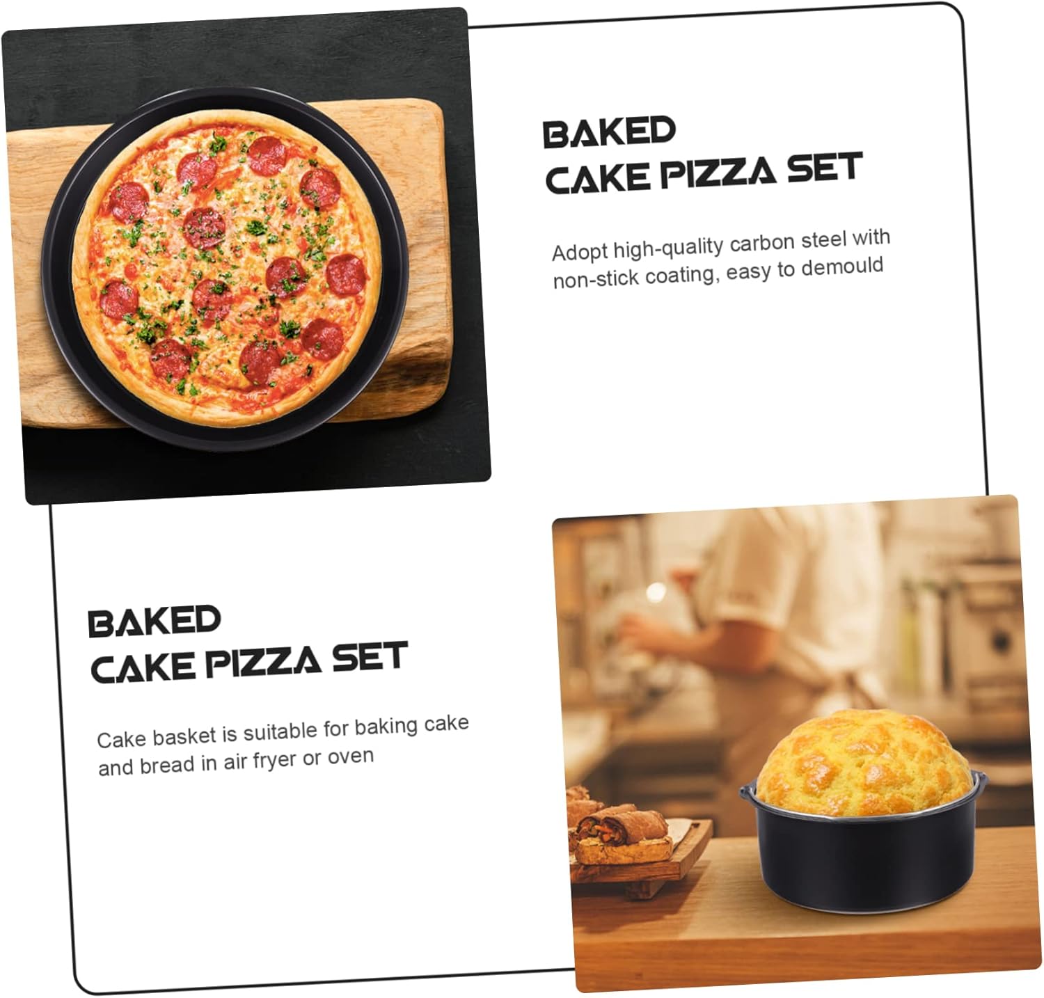 DOITOOL Air Fryer Accessory Set Cake Pizza Pan 7 Inch Non-stick Baking Pan Replacement for Air Fryers Easy Clean Set of 1