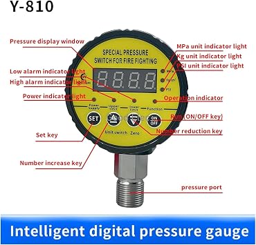 HC-Y810 Digital Pressur/e Gauge Intelligent Pump Negative Water Switch Controller Yellow(AC 380V,-100-0Kpa vacuum)