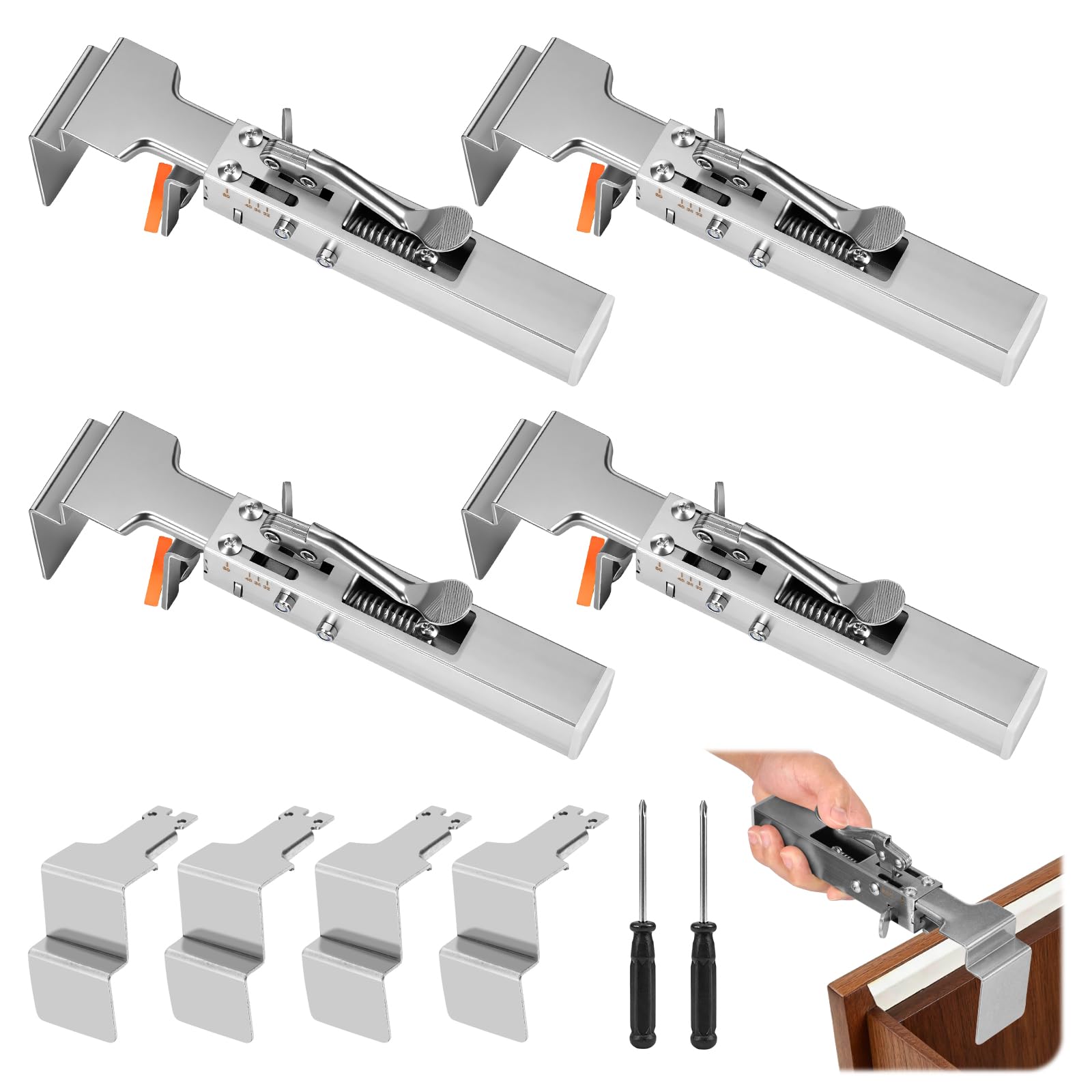 4Pack Drawer Front Installation Clamps 21mm To 50mm Width Adjustable Drawer Fixing Clamp Stainless Steel Cabinet Clamps for Installing Cabinets Face