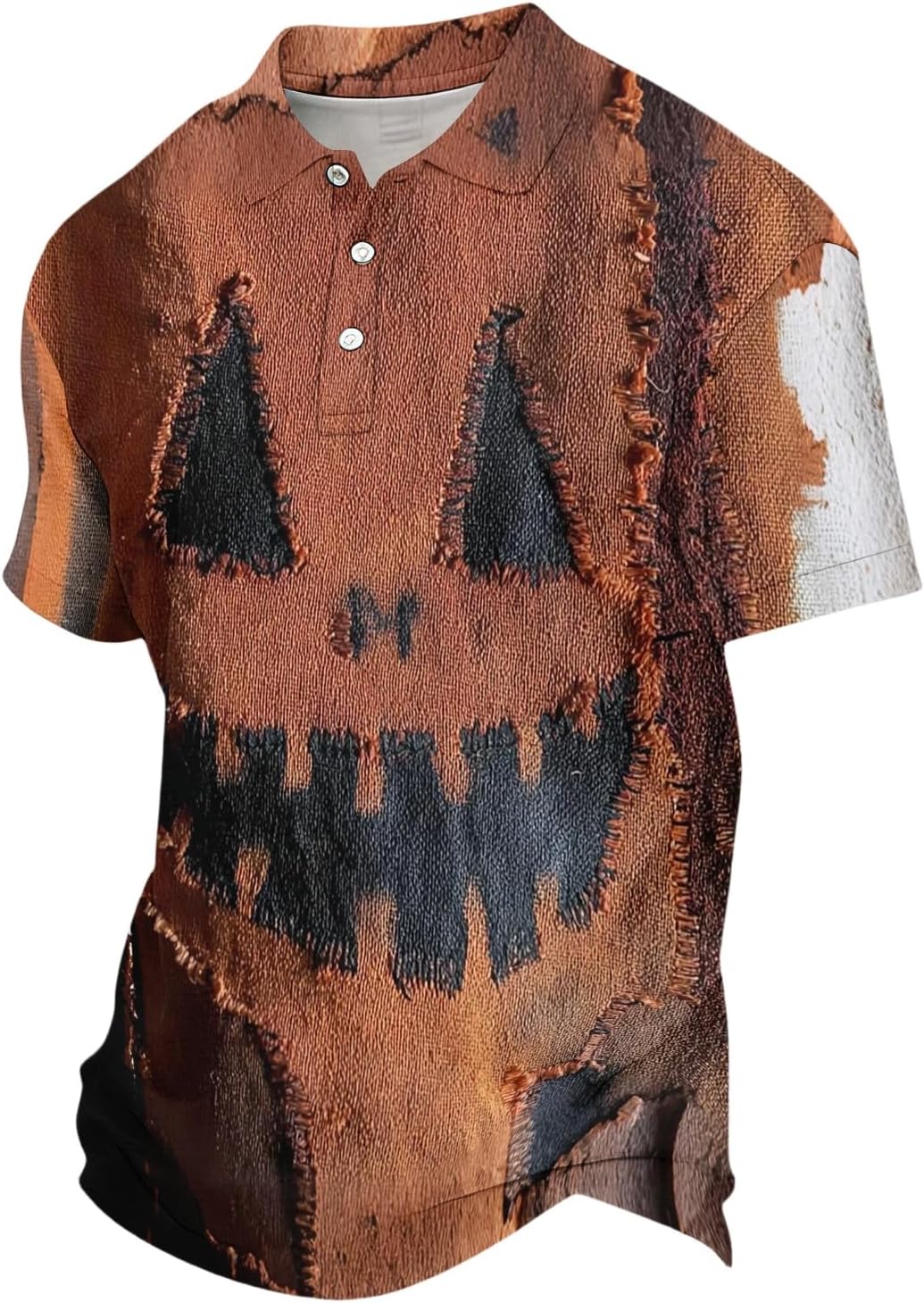 Halloween Polo Shirts for Men Pumpkin Ghost Print Funny Holiday Golf Shirt