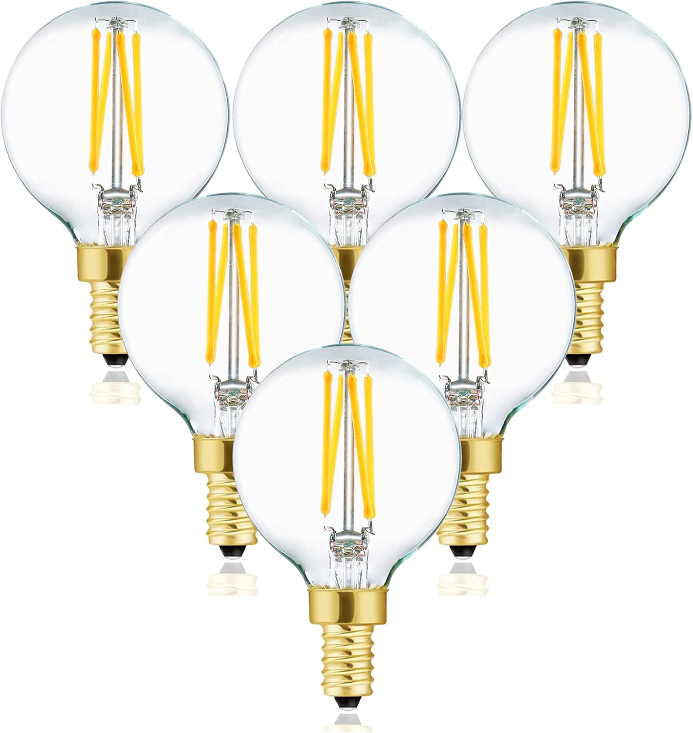 XININSUN Dimmable G16.5 Light Bulb,E12 40 Watt Candelabra Light Bulb,Soft White 3000K 400lm G50 4w Led Globe Bulbs Vintage LED Filament Edison Candle Bulb with Decorative,6Pack