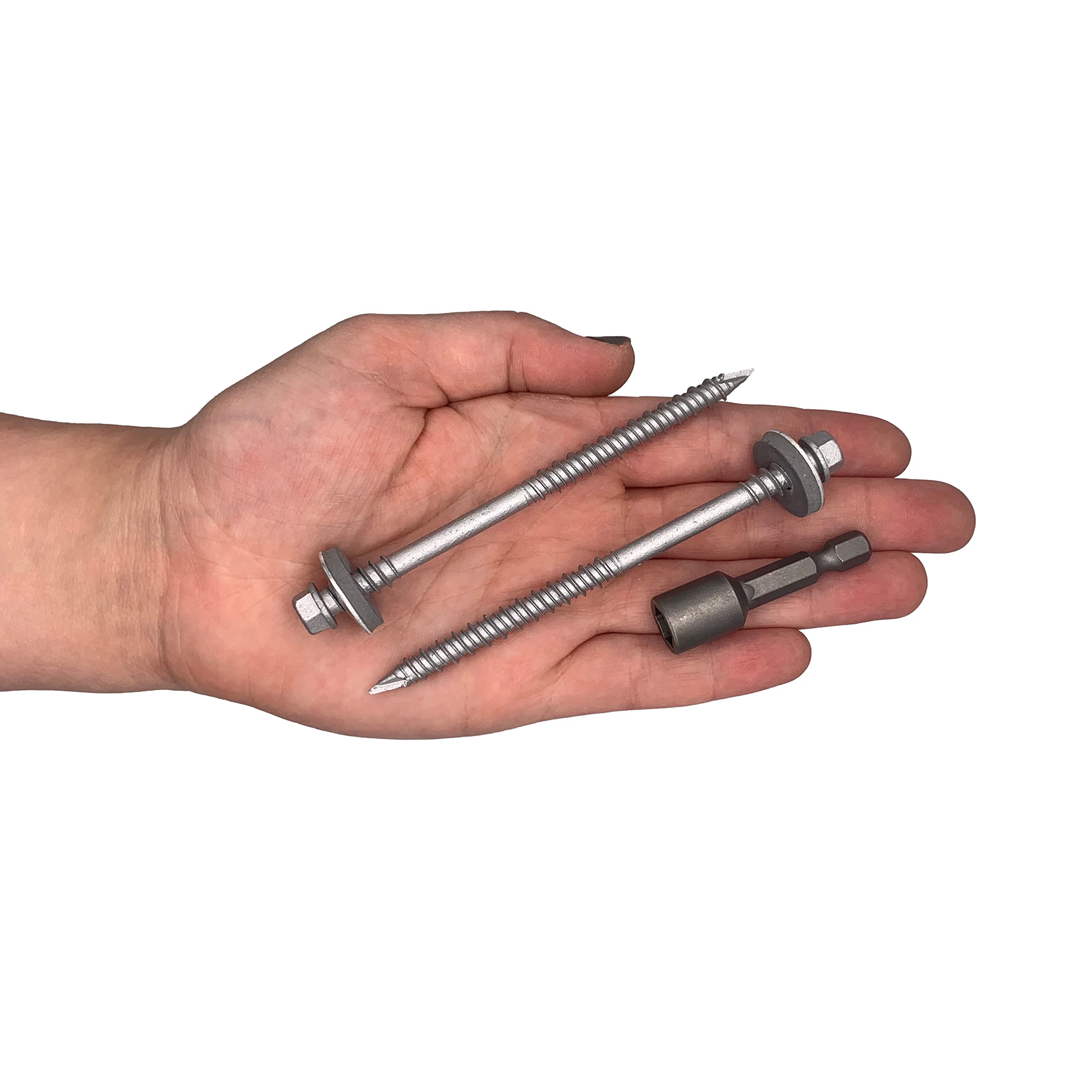 Paquete de 60 tornillos autoperforantes de cabeza hexagonal de acero al carbono de 6,4 x 100 mm con arandelas EPDM para fijar paneles sándwich (60, 6,4 x 100 mm)