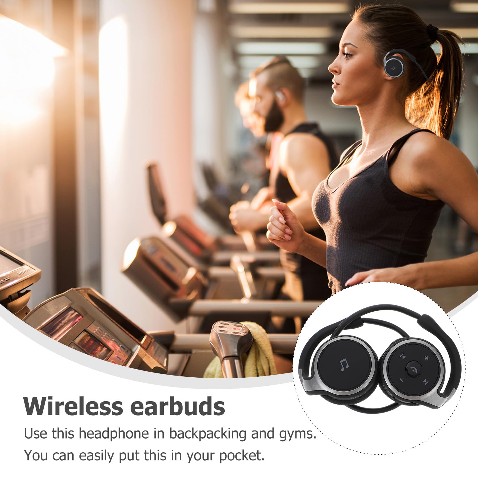 CLISPEED Auricolare senza fili con gancio per l'orecchio Cuffie wireless piccole cuffie sportive senza fili con microfono per corsa palestra allenamento nero