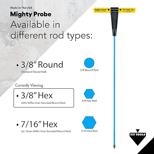 Miniatura 5 de T&T Tools Mighty Probe - Sonda de suelo de metal aislada, 78 pulgadas de largo, con varilla redonda hexagonal de metal de 38 pulgadas, varilla de