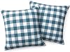 Native Fab Premium Throw Pillow Covers 2 Pack, 20x20 Inches, 100% Cotton, Gingham Check Weave, Breathable Cushion Cases, Stylish Farmhouse Decor for Spring, Patio, Sofa, Couch, Bedroom, Teal & White