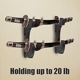 Ekkhysis Sword Holder Wall Mount 2-Tier Velvet Padded Hook Katana Holder Adjustable Display Hanger for Samurai Sword Tanto Rapier Light Saber Cosplay Blade Tanjirou Demon Slayer Weapon Rack